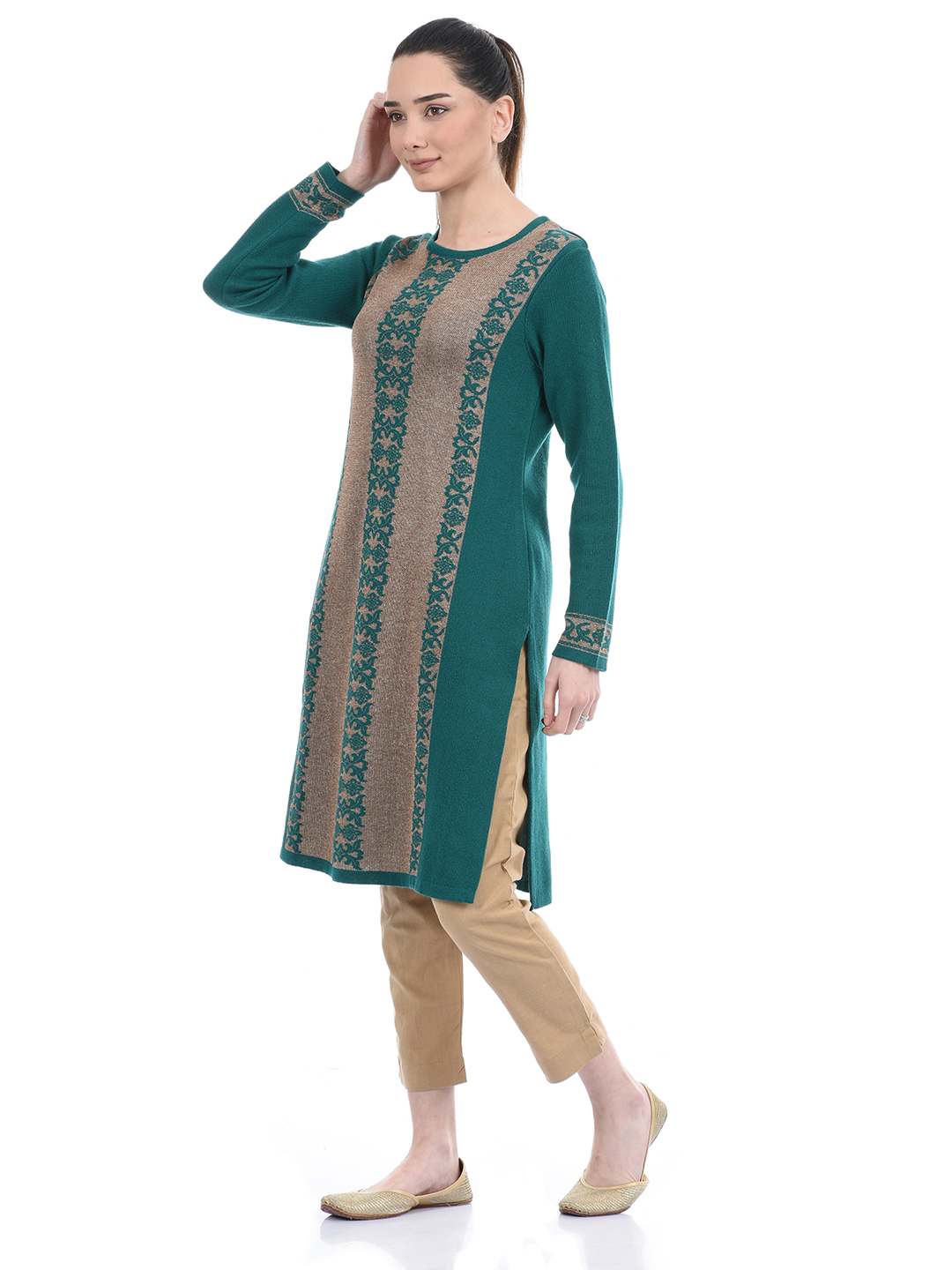 American Eye Women Casual Wear Green Kurta